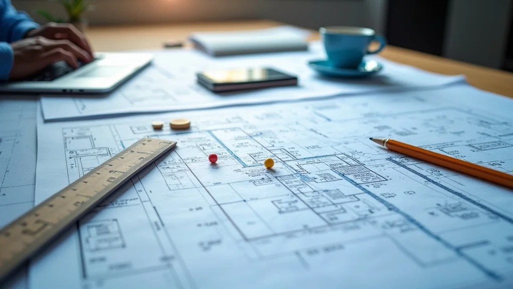 Detailed land survey plan and digital map on drafting table - trusted surveyor near me, Lakeville MA, Massachusetts compliance documents, land surveyor deliverables