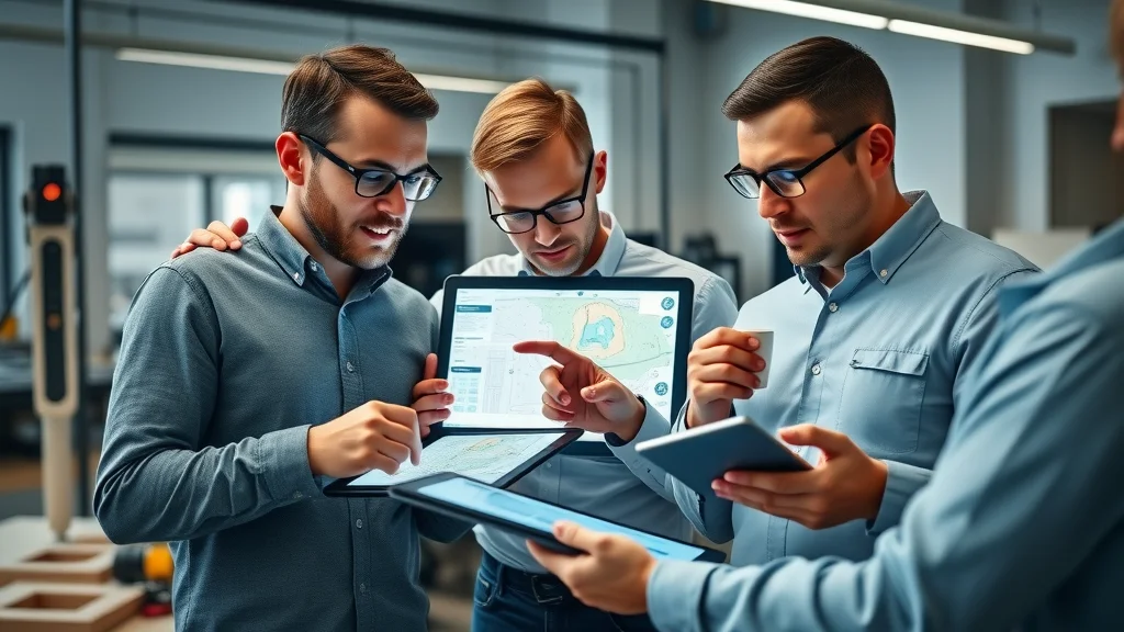 Worcester land surveying experts reviewing digital site maps in an office - topographic surveys Worcester