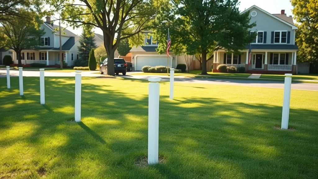 Residential Worcester property with new boundary markers and survey flags installed