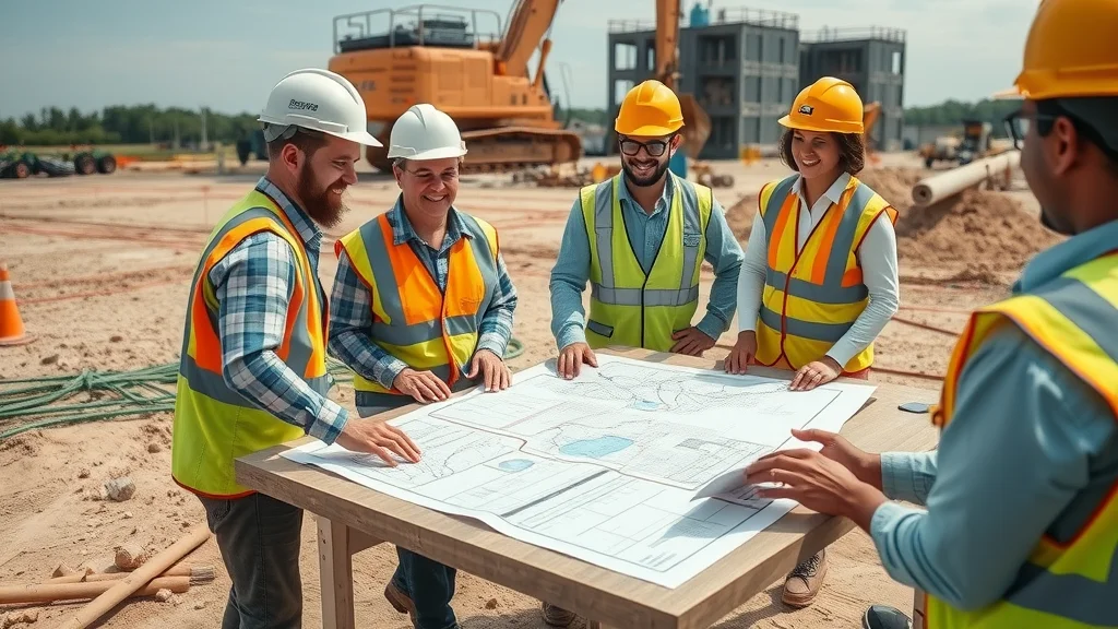 Modern Worcester construction site with digital topographic survey maps overlay - topographic surveys Worcester