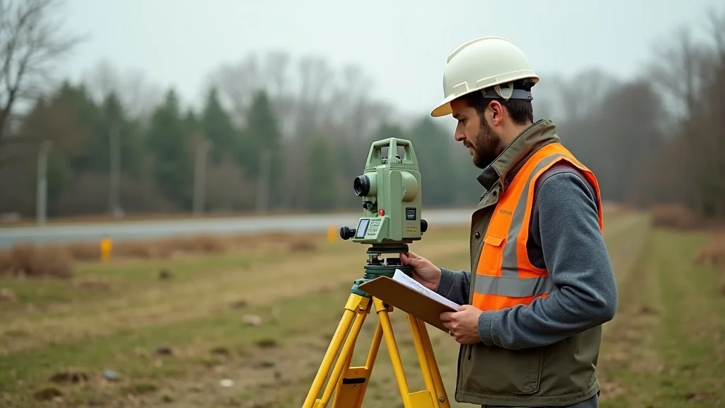 Suburban Lakeville, MA family pointing at property boundary fence and survey stakes, real estate land survey, New England autumn