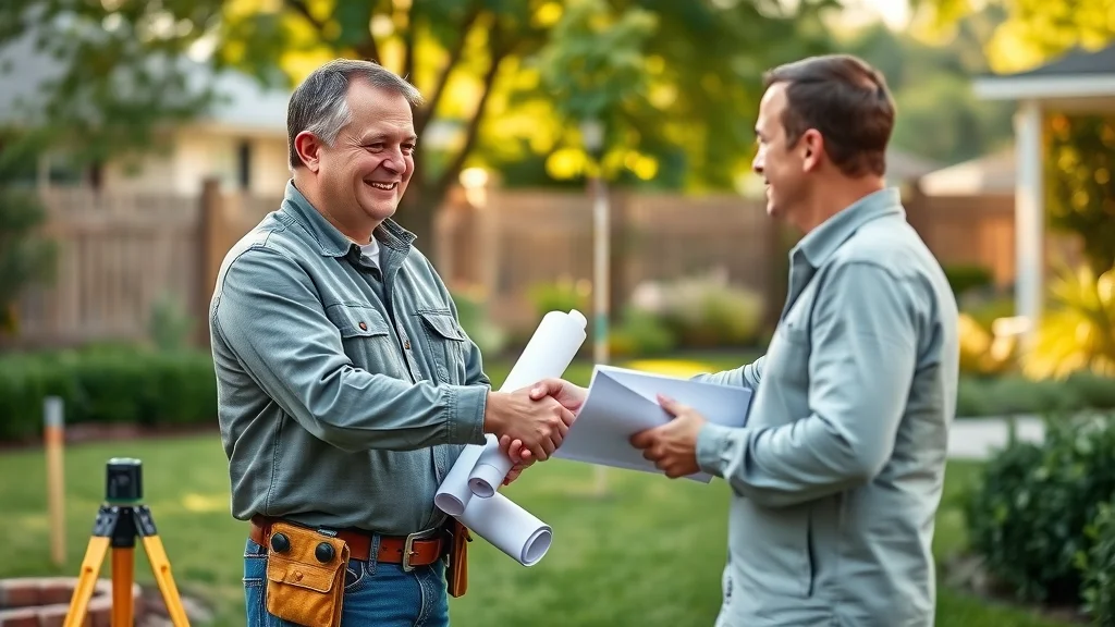 Worcester land surveyor shaking hands with a client outdoors, with survey tools – land surveyor Worcester